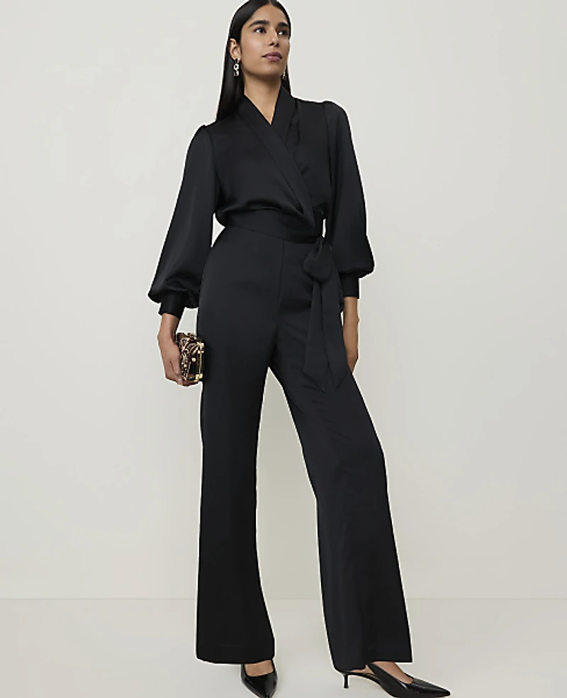 Ann Taylor The Side Zip Pant Satin Black Women's