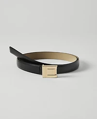 Ann Taylor Leather Double Square Buckle Belt Black Women's