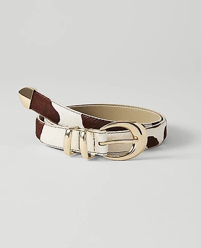 Ann Taylor Haircalf Oval Buckle Belt Brown Multi Women's