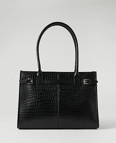 Ann Taylor Croco Belted Tote Black Women's