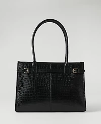 Ann Taylor Croco Belted Tote Black Women's