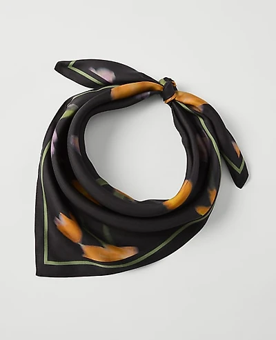 Ann Taylor Floral Silk Scarf Black Women's