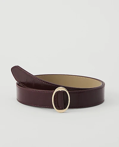 Ann Taylor Leather Oval Buckle Belt Dark Burgundy Women's