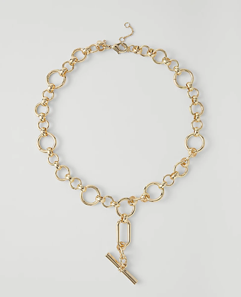 Ann Taylor Lariat Drop Necklace Goldtone Women's
