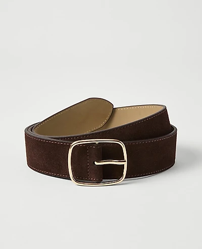 Ann Taylor Suede Square Buckle Belt Women's