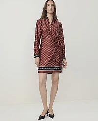 Ann Taylor Geo Print Collared Wrap Shirtdress Amber Noir Women's