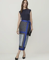 Ann Taylor Geo Print Wrap Skirt Satin Night Sky Women's