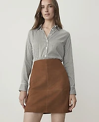 Ann Taylor Striped Perfect Shirt Muted Moss Women's