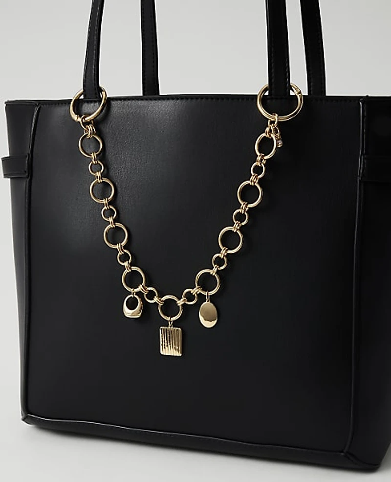 Ann Taylor Chain Link Bag Charm Goldtone Women's