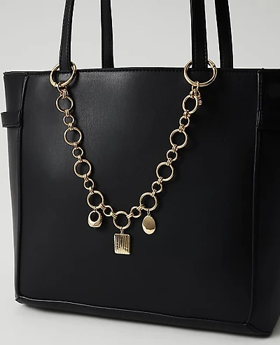 Ann Taylor Chain Link Bag Charm Goldtone Women's