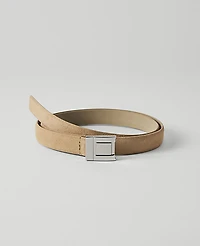 Ann Taylor Suede Double Square Buckle Belt Sesame Women's