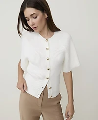 Ann Taylor Ribbed Crew Neck Cardigan Women's