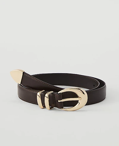 Ann Taylor Leather Oval Buckle Belt Women's