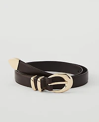 Ann Taylor Leather Oval Buckle Belt Women's