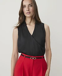 Ann Taylor Petite Sleeveless Draped Wrap Top Black Women's
