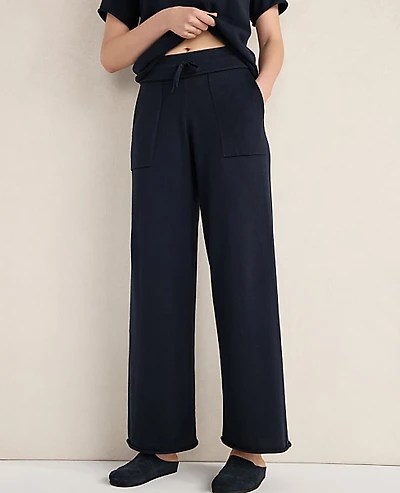 Ann Taylor Haven Well Within Cotton Knit Wide Leg Pants Indigo Women's