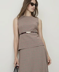 Ann Taylor Houndstooth Crew Neck Peplum Top Multi Women's