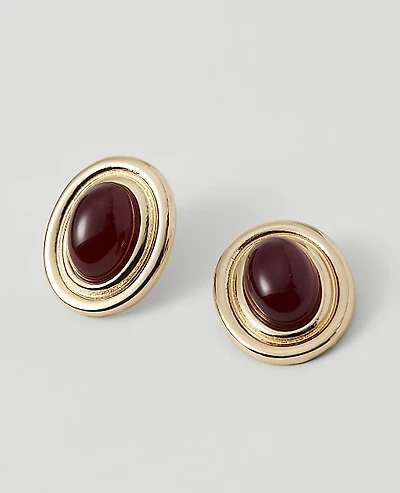 Ann Taylor Oval Stone Stud Earrings Goldtone Women's