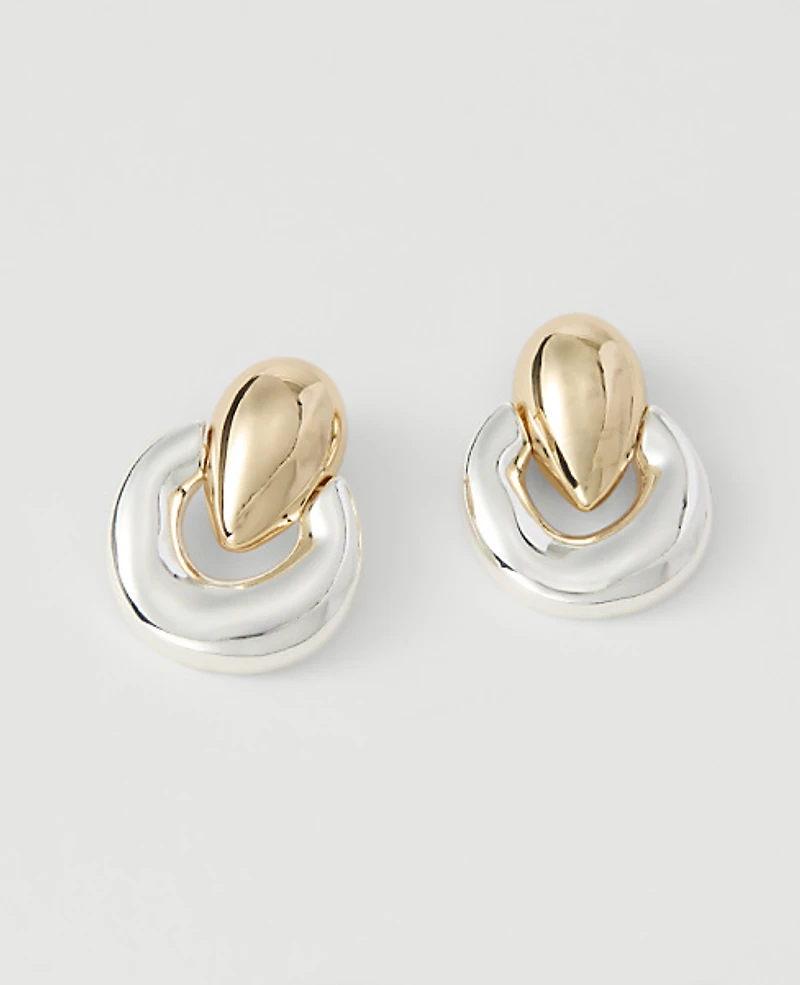 Ann Taylor Metal Hoop Drop Earrings Goldtone Women's