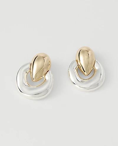 Ann Taylor Metal Hoop Drop Earrings Goldtone Women's