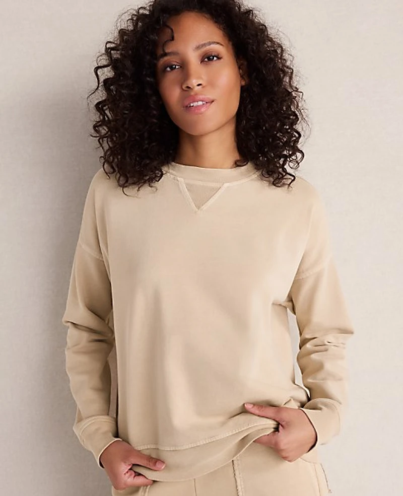 Ann Taylor Haven Well Within Garment-Dyed Organic Cotton Terry Crewneck Women's