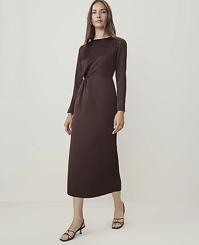 Ann Taylor Crew Neck Twist Sheath Dress French Mocha Women's