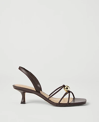 Ann Taylor Leather Heel Sandal Pure Chocolate Women's