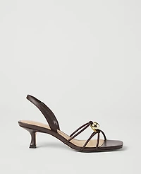 Ann Taylor Leather Heel Sandal Pure Chocolate Women's