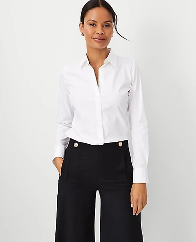 Ann Taylor Tall Perfect Shirt Size 0 White Women's