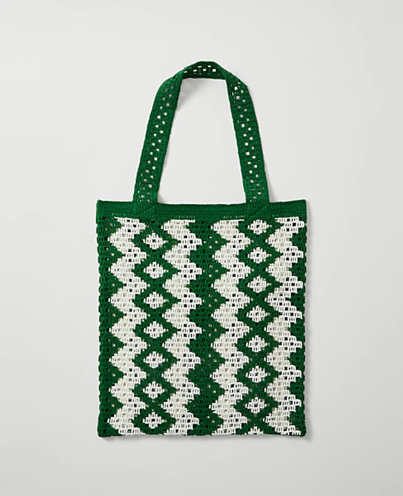 Ann Taylor Crochet Tote Bag White Women's