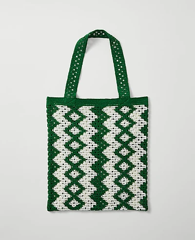 Ann Taylor Crochet Tote Bag White Women's