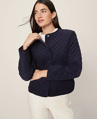 Ann Taylor Weekend Quilted Jacket Night Sky Women's