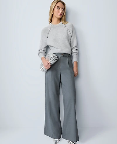 Ann Taylor The Modern Wide-Leg Trouser Size 4 Medium Heather Grey Women's