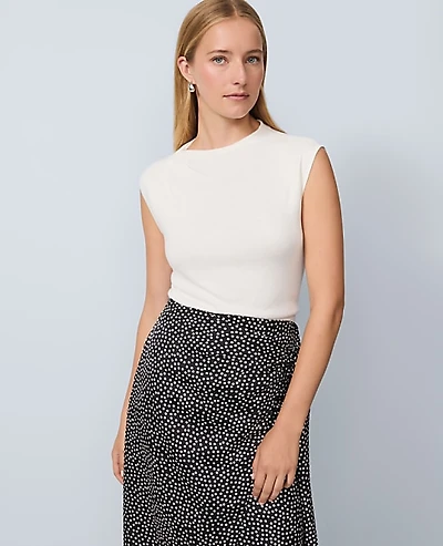 Ann Taylor Pleated Shoulder Sweater Top Size XL Winter White Women's