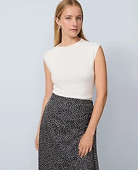 Ann Taylor Pleated Shoulder Sweater Top Size XL Winter White Women's