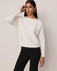 Ann Taylor Ribbed Boatneck Sweater Size XL Winter White Women's
