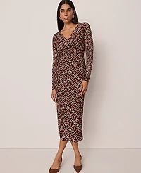 Ann Taylor Chain Link V-Neck Knit Dress Size 0 Pure Chocolate Women's