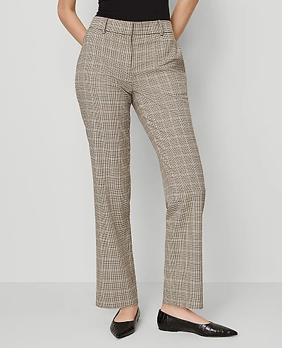 Ann Taylor The Petite Straight Pant in Plaid — Curvy Fit Size 00 Copper/Cream Multi Women's