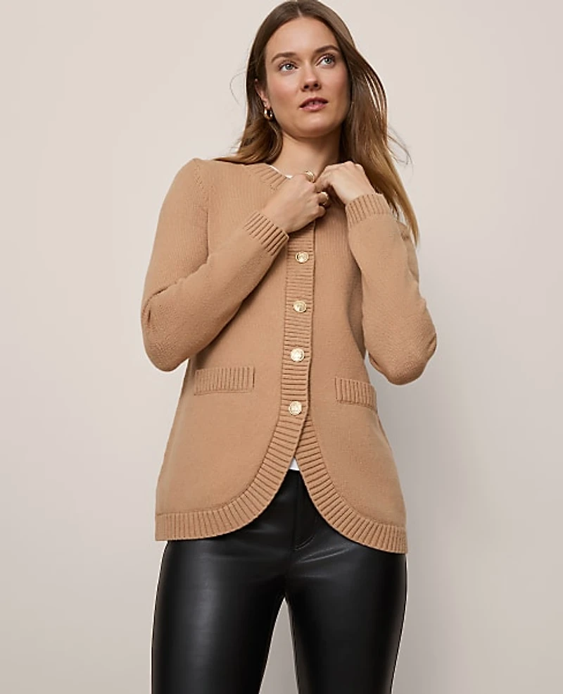 Ann Taylor Curved Hem Longline Cardigan Women's