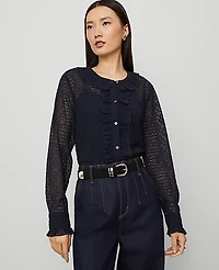 Ann Taylor Lace Ruffle Trim Blouse Women's