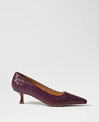 Ann Taylor Woven Nip Toe Kitten Heel Pump Plum Rose Women's