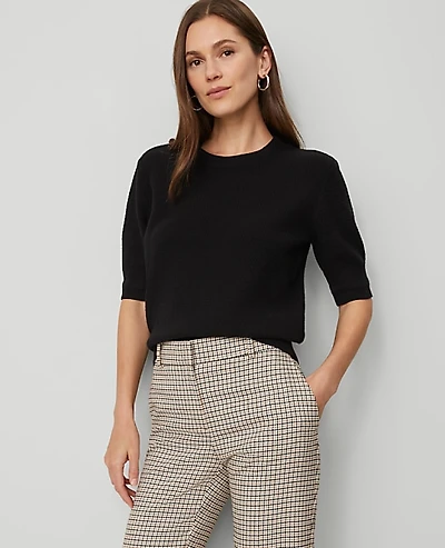 Ann Taylor Petite Stitch Sweater T-Shirt Black Women's