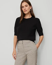 Ann Taylor Petite Stitch Sweater T-Shirt Black Women's