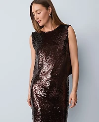 Ann Taylor Studio Collection Sequin Trimmed Shell Top Pure Chocolate Women's