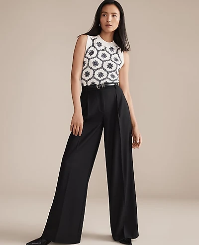 Ann Taylor The Petite Modern Wide-Leg Trouser Size 10 Black Women's