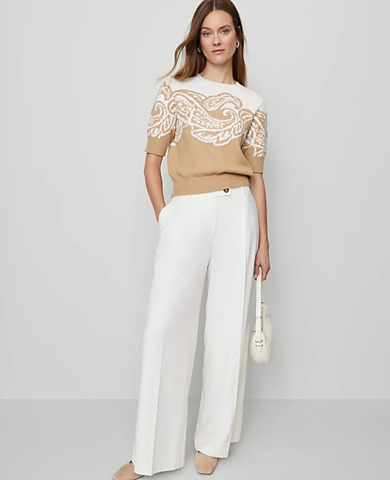 Ann Taylor The Petite Modern Wide-Leg Trouser Winter White Women's