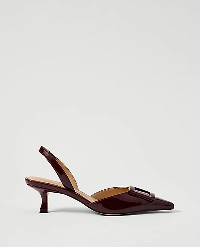 Ann Taylor Patent Pointy Toe Slingback Pump Size 5 1/2 Dark Burgundy Women's