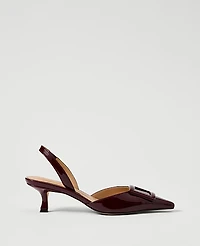 Ann Taylor Patent Pointy Toe Slingback Pump 1/2 Dark Burgundy Women's