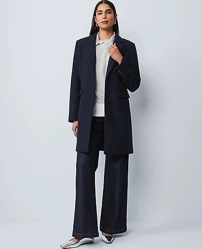 Ann Taylor Chesterfield Coat Night Sky Women's