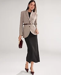Ann Taylor The Petite Madison Blazer Plaid Copper/Cream Multi Women's